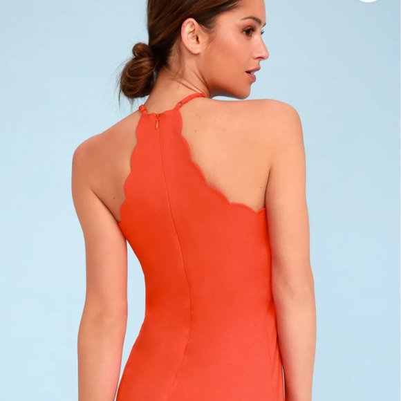 Lulu's Endlessly Endearing Coral Red Dress Large - Picture 6 of 6